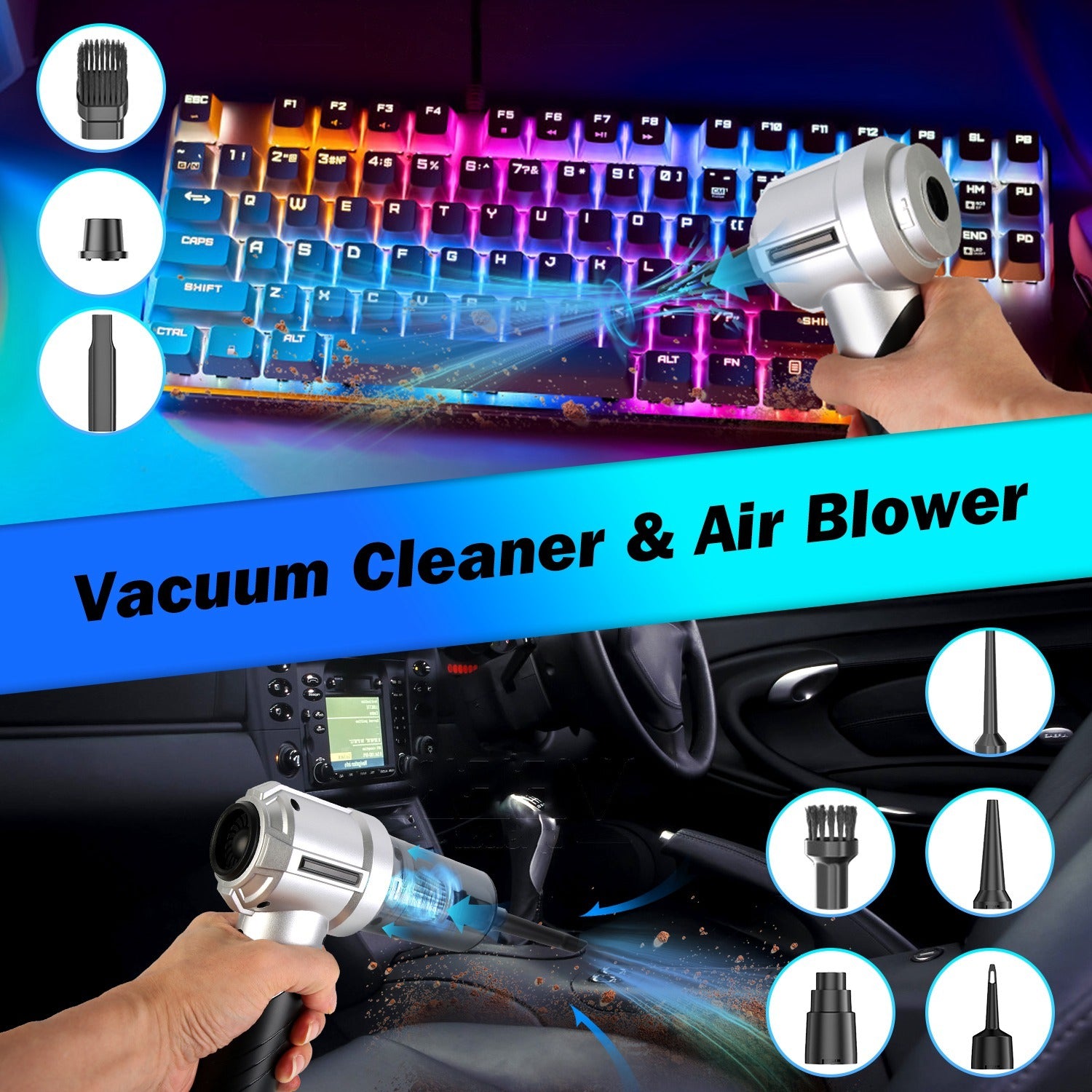 1Pc Cordless Car Vacuum Cleaner Portable Handheld Vacuum